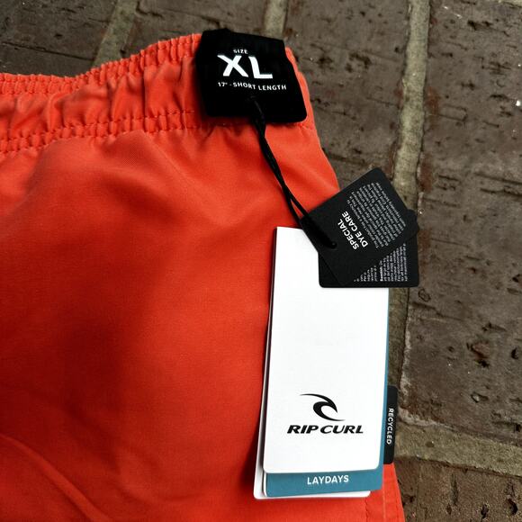 Ripcurl Men's Coral Orange Solid Elastic Waist Swim Trunks Shorts Size XL NWT - Picture 3 of 5